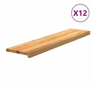 vidaXL Marches d'escalier 12 pcs marron clair 110x25x2 cm chêne massif marche d'escalier pour escalier en bois 3282981