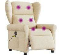 vidaXL Fauteuil inclinable de Massage électrique crème Tissu
