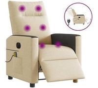 vidaXL Fauteuil inclinable de massage électrique crème tissu