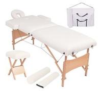 vidaXL Massagetafel- en krukset inklapbaar 2 zones 10 cm dik wit110154 Blanc G