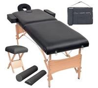vidaXL Massagetafel- en krukset inklapbaar 2 zones 10 cm dik zwart110155 Noir G