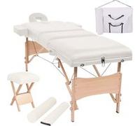 vidaXL Massagetafel- en krukset inklapbaar 3 zones 10 cm dik wit110156 Blanc G