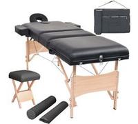 Table de massage vidaXL Table de massage pliable et tabouret 10 cm d'épaisseur Noir
