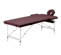 vidaXL Table de Massage Pliable Lit de Massage Banc Canapé Thérapie Cosmétique Portable Professionnel Shiatsu Reiki 2 Zones Aluminium Violet Vin Pourpre