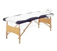 Massagetafel inklapbaar 2 zones hout wit en paars110209