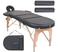 vidaXL Massagetafel inklapbaar 4 cm dik met 2 bolsters ovaal zwart110159 Noir G