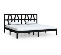 vidaXL Massivholzbett Schwarz Kiefer 200x200 cm