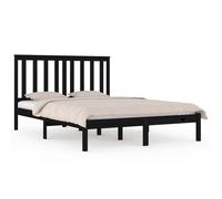 vidaXL Massivholzbett Schwarz Kiefer 200x200 cm