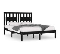 vidaXL Massivholzbett Schwarz Kiefer 200x200 cm