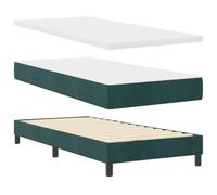 vidaXL Matelas à Ressorts Confort 90x190 cm Housse en Velours Vert Foncé avec Housse Amovible Idéal pour Dormir Simple Soutien Technologie en Mousse Surmatelas