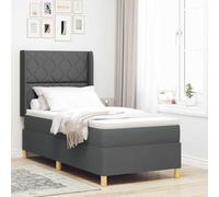 vidaXL Matelas à Ressorts ensachés 100X200 cm Tissu Gris foncé Housse à Fermeture éclair Mousse Confort Accessoire de Sommeil Protecteur Surmatelas Mobilier de Chambre avec Surmatelas