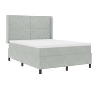 vidaXL Lit à Ressorts avec Matelas et lumière LED Gris Clair 140x200 cm en Velours