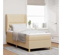vidaXL Matelas à Ressorts Ensachés avec Housse Zippée Crème 90X200 cm Tissu Durable Couche de Mousse Adaptée pour Lit Simple Moderne Stylé Chambre des Adultes Confortable Respirant Protecteur