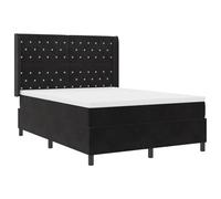 vidaXL Matelas à Ressorts Ensachés Double Noir 160X200 cm Velours Doux Housse en Mousse Idéal pour Accessoire de Chambre Solution de Sommeil Moderne Protège-Matelas Surmatelas Mobilier