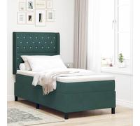 vidaXL Matelas à Ressorts Ensachés en Velours 100X200 cm Housse en Mousse Douce Zippée Vert Foncé | Support Confortable Idéal pour les Dormeurs sur le Dos et le Ventre dans les Chambres et Chambres d'