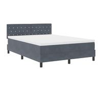 vidaXL Lit à sommier tapissier LED avec matelas Gris foncé 140 x 190 cm Velours