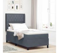 vidaXL Matelas à Ressorts Ensachés en Velours Moderne avec Surmatelas Gris Foncé Simple 90X200 cm Remplissage en Mousse Moelleux pour Un Confort Expérience de Sommeil Réparateur Mobilier de Chambre