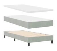 vidaXL Matelas à Ressorts ensachés Gris Clair Velours Mousse 90X190Cm Soutien mi-Dur Housse zippée Simple mobilier de Chambre surmatelas mémoire protège-Matelas Confortable