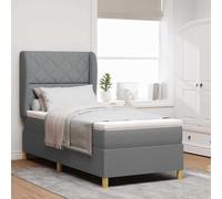 Lit À Ressort Vidaxl Avec Matelas - Gris Clair - 90x200 Cm Tissu Gris