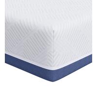 vidaXL Matelas en Mousse Gel 160 x 200 cm, Blanc et Bleu, Ferme et Moyen. Housse en Polyester, Parfait pour l'intérieur, régule la température pour l'hiver et Le Printemps. Pas Besoin de Montage, des