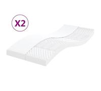 vidaXL Matelas en mousse 2 pcs 80x200 cm Blanc 7 zones Dureté 20 ILD