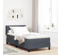 vidaXL Matelas en Velours à Ressorts Ensachés 90x190 cm Gris Foncé Avec Housse Zippée Mousse Confortable Et Design Soutien Moyennement Dur Pour Usage dans la Chambre Simple Protecteur Tissu Pad Topper