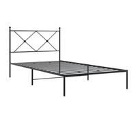 vidaXL Metal Bed Frame with Headboard Black 107x203 cm, Single Bed, Bedroom Furniture, Guest Bed, Bed, Metal Bed Frame, Bed Base, Metal Bed