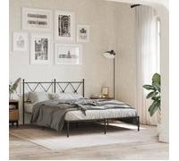 vidaXL Metal Bed Frame with Headboard Black 135x190 cm, double bed, bedroom furniture, guest bed, bed, metal bed frame, bed 376501