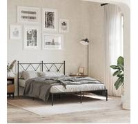 vidaXL Metal Bed Frame with Headboard Black 140x190 cm, double bed, bedroom furniture, guest bed, bed, metal bed frame, bed 376502