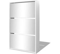 vidaXL Meuble à chaussures 3 étagères 63 x 17 x 102,5 cm Miroir Blanc