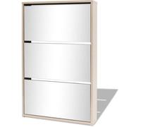 vidaXL Meuble à chaussures 3 étagères Miroir 63 x 17 x 102,5 cm Chêne