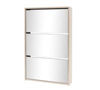 vidaXL Meuble à chaussures 3 étagères Miroir 63 x 17 x 102,5 cm Chêne