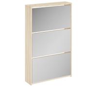 vidaXL Meuble à Chaussures 3 Étagères Miroir, Meuble de Rangement, Organisateur de Chaussures Salon Salle de Séjour Intérieur, Chêne