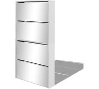 vidaXL Meuble à chaussures 4 étagères avec miroir 63x17x134 cm Blanc