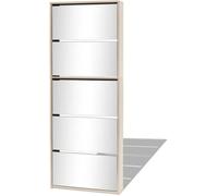 vidaXL Meuble à chaussures 5 étagères et miroir 63x17x169,5 cm Chêne