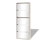 vidaXL Meuble à chaussures 5 étagères et miroir 63x17x169,5 cm Chêne