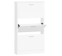 Vidaxl Armoire À Chaussures Blanc 59x17x108 Cm Bois D'ingénierie Blanc