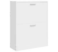 vidaXL Meuble à Chaussures en Bois avec 2 Compartiments, Armoire à Chaussures avec Tiroir, Organisateur de Maison Salon Intérieur, Blanc