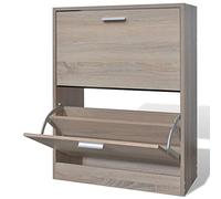 vidaXL Meuble à Chaussures en Bois avec 2 Compartiments Aspect Chêne, Armoire à Chaussures avec Tiroir, Organisateur de Maison Salon Intérieur