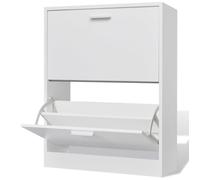 vidaXL Meuble à chaussures en bois avec 2 compartiments Blanc