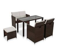 Vidaxl Meuble À Dîner De Jardin 6pcs Et Coussins Résine Tressée Marron Marron