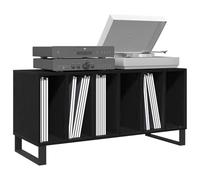 vidaXL Meuble à vinyles Chêne Noir 100 x 38 x 48 cm Bois d'ingénierie | Grande capacité pour vos médias, Fini lisse et design tendance, Idéal pour les petits espaces