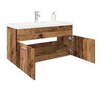 vidaXL Meuble avec vasque intégrée vieux bois bois d'ingénierie, armoire lavabo de salle de bain, meuble de salle de bain, 3328909