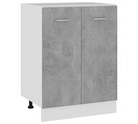 vidaXL Armoire basse avec 2 étagères, meuble de cuisine, gris béton, 60 x 46 x 81,5 cm, en panneau de particules