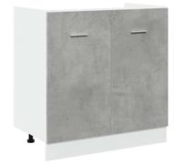 vidaXL Meuble bas Lyon, Gris Béton, 80x46x81,5 cm, Bois d’ingénierie, Idéal pour cuisine et salle de bain, Armoire 856076