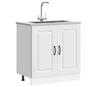 vidaXL Meuble bas pour évier Kalmar blanc 80x46x81,5cm bois ingénierie, meuble bas de cuisine, meuble bas de cuisine avec 853447