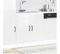 vidaXL Meuble bas pour évier Kalmar blanc brillant 80x46x81,5 cm, meuble bas de cuisine, meuble bas de cuisine avec porte 853449