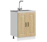 vidaXL Meuble bas pour évier Kalmar – chêne Sonoma – bois d'ingénierie – porte (853440)