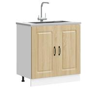 Vidaxl Meuble Bas Pour Évier Kalmar Chêne Sonoma Bois Ingénierie Marron