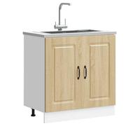 vidaXL Meuble bas pour évier Kalmar chêne sonoma bois ingénierie, meuble bas de cuisine, meuble bas de cuisine avec porte 853450